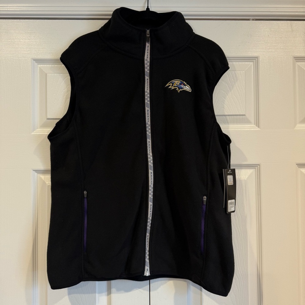 NFL Baltimore Ravens Fleece Vest Men's Medium Black New - Picture 9 of 9